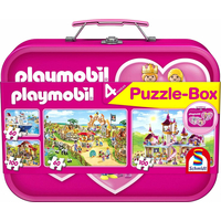 SCHMIDT Puzzle Playmobil 4v1 v plechovom kufríku (60,60,100,100 dielikov)