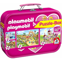 SCHMIDT Puzzle Playmobil 4v1 v plechovom kufríku (60,60,100,100 dielikov)