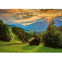 SCHMIDT Puzzle Západ slnka nad horskou dedinou Wamberg 1500 dielikov