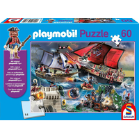 SCHMIDT Puzzle Playmobil Piráti 60 dielikov + figúrka Playmobil