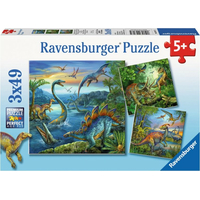 RAVENSBURGER Puzzle Úžasní dinosaury 3x49 dielikov