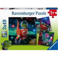RAVENSBURGER Puzzle Dinosaury vo vesmíre 3x49 dielikov