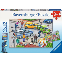 RAVENSBURGER Puzzle S modrým svetlom na cestách 2x12 dielikov