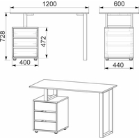 Písací stôl LOFT-2 ABS