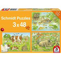 SCHMIDT Puzzle Zvieracie rodinky 3x48 dielikov
