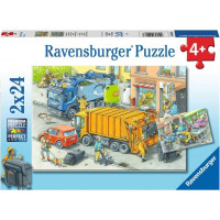 RAVENSBURGER Puzzle Smetiari a odťahový automobil 2x24 dielikov