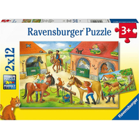 RAVENSBURGER Puzzle Prázdniny na statku s koňmi 2x12 dielikov