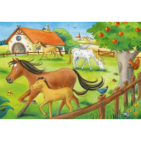 RAVENSBURGER Puzzle Prázdniny na statku s koňmi 2x12 dielikov