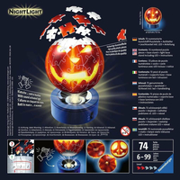 RAVENSBURGER Svietiace puzzleball Tekvicová hlava 74 dielikov
