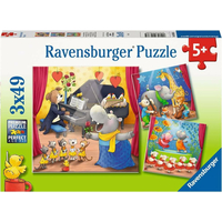 RAVENSBURGER Puzzle Zvieratká na pódiu 3x49 dielikov