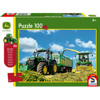 SCHMIDT Puzzle John Deere Traktor s rezačkou 100 dielikov + model SIKU