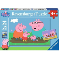 RAVENSBURGER Puzzle Prasiatko Pepina: Šťastný rodinný život 2x24 dielikov