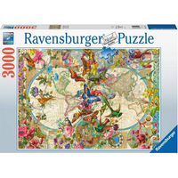 RAVENSBURGER Puzzle Mapa sveta s flórou a faunou 3000 dielikov