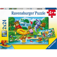 RAVENSBURGER Puzzle Medvedia rodina kempuje 2x24 dielikov