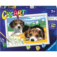 RAVENSBURGER CreArt Maľovanie podľa čísel: Šteňatá Jack Russella 24x18 cm