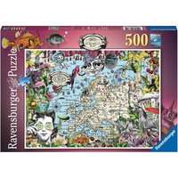 RAVENSBURGER Puzzle Quirky Circus: Mapa Európy 500 dielikov