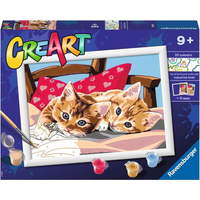 RAVENSBURGER CreArt Maľovanie podľa čísel: Dve maznavé mačiatka 24x18cm