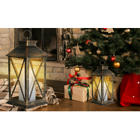 Dekoračný LED lampáš so sviečkou - 27 cm - plastový - 3x AAA