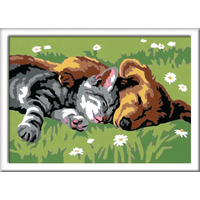 RAVENSBURGER CreArt Maľovanie podľa čísel: Spiaci pes a mačka 18x13cm