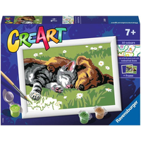 RAVENSBURGER CreArt Maľovanie podľa čísel: Spiaci pes a mačka 18x13cm