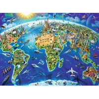 RAVENSBURGER Puzzle Mapa sveta s pamiatkami XXL 200 dielikov