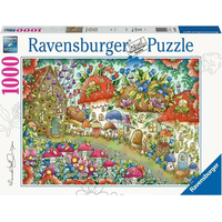 RAVENSBURGER Puzzle Roztomilé hubové domčeky na kvetinovej lúke 1000 dielikov