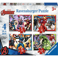 RAVENSBURGER Puzzle Avengers: Najmocnejší hrdinovia krajiny 4v1 (12,16,20,24 dielikov)