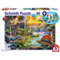 SCHMIDT Puzzle Dinosaury 60 dielikov + darček (figúrky dinosaurov)