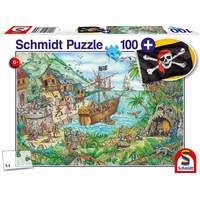 SCHMIDT Puzzle V pirátskej zátoke 100 dielikov + darček (pirátska vlajka)