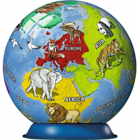 RAVENSBURGER Puzzleball Detský glóbus so zvieratami (anglický) 72 dielikov
