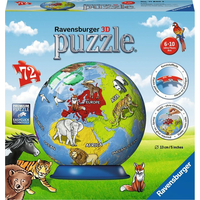 RAVENSBURGER Puzzleball Detský glóbus so zvieratami (anglický) 72 dielikov