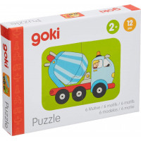 GOKI Drevené puzzle dvojice Dopravné prostriedky 6x2 dielikov