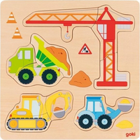 GOKI Drevené vkladacie puzzle Na stavbe