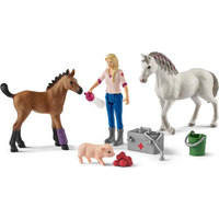 SCHLEICH Farm World® 42486 Návšteva lekára u kobyly a žriebäťa