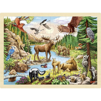 GOKI Drevené puzzle Divoká príroda Severnej Ameriky 96 dielikov