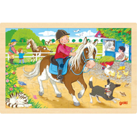 GOKI Drevené puzzle Farma s poníkmi 24 dielikov