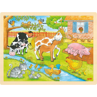 GOKI Drevené puzzle Život na farme 48 dielikov