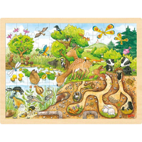 GOKI Drevené puzzle Skúmanie prírody 96 dielikov