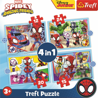 TREFL Puzzle Spidey a jeho úžasní priatelia 4v1 (12,15,20,24 dielikov)