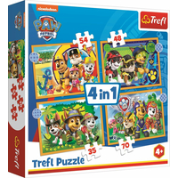 TREFL Puzzle Tlapková patrola: Prázdniny 4v1 (35,48,54,70 dielikov)