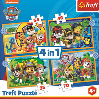 TREFL Puzzle Tlapková patrola: Prázdniny 4v1 (35,48,54,70 dielikov)