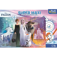 TREFL Obojstranné puzzle Ľadové kráľovstvo SUPER MAXI 24 dielikov