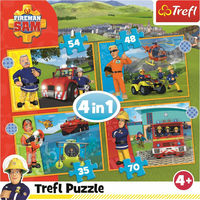 TREFL Puzzle Statočný požiarnik Sam 4v1 (35,48,54,70 dielikov)