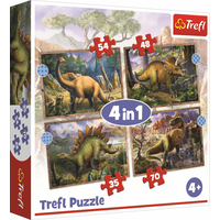 TREFL Puzzle Zaujímaví dinosaury 4v1 (35,48,54,70 dielikov)