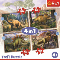 TREFL Puzzle Zaujímaví dinosaury 4v1 (35,48,54,70 dielikov)