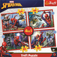 TREFL Puzzle Hrdinný Spiderman 4v1 (35,48,54,70 dielikov)
