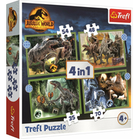 TREFL Puzzle Jurský svet: Nadvláda 4v1 (35,48,54,70 dielikov)