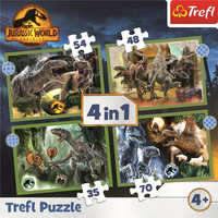 TREFL Puzzle Jurský svet: Nadvláda 4v1 (35,48,54,70 dielikov)