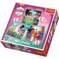 TREFL Puzzle Nella, princezná rytierov a jej svet 3v1 (20,36,50 dielikov)