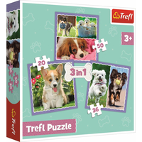 TREFL Puzzle Roztomilé šteňatá 3v1 (20,36,50 dielikov)